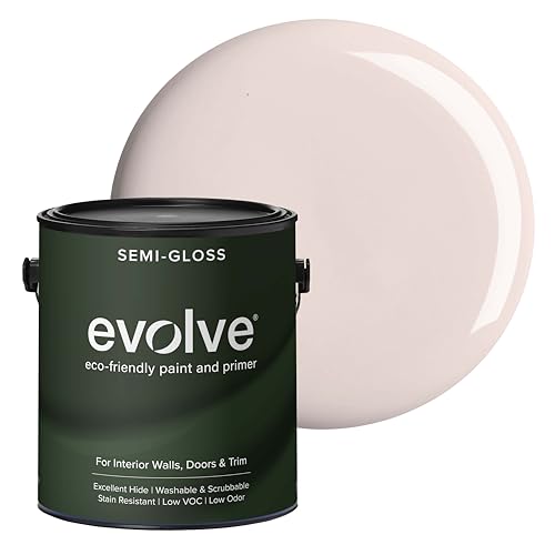EVOLVE Interior Paint & Primer, Semi-Gloss (Pale Pink), 1 Gallon – One-Coat Coverage, Excellent Hide, Low VOC, Low Odor, Washable Paint for Walls, Doors & Trim