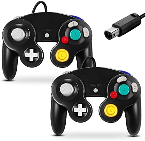 FIOTOK Gamecube Controller, Classic Wired Controller for Wii Nintendo Gamecube (Black-2Pack)