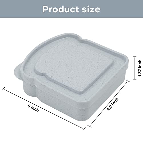 Sandwich Containers, 4 Pcs Sandwich Containers For Lunch Boxes With 10 Sheets Cute Animals Graffiti Stickers, Sandwich Box With Lid, Bpa Free, Microwave & Dishwasher Safe, For Kids Or Adults (Grey） #TOP1