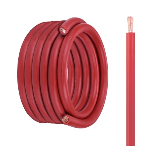 Image of 2 /0 Battery Cable, 30FT Red Stranded Pure Copper Wire, 2 /0 Welding Cable for Automotive, Battery, Solar, Marine and Generator