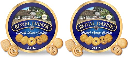 Royal Dansk Danish Butter Cookies, Premium Assorted Cookies in a Gift Tin, Great for Sharing and Gifting, 24 oz (Pack of 2)