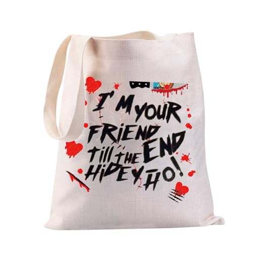 PXTIDY Mercancía de películas de terror I'm Your Friend Till The End - Bolsa de mano para fanáticos de la película de terror, beige, Medium