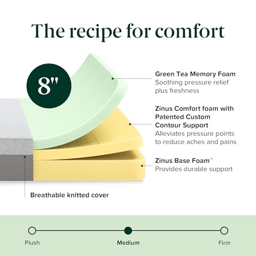 Image of Zinus 8 Inch Ultima Memory Foam Mattress [New Version], Twin, Fiberglass Free, Medium Firm Feel, Breathable Airflow Memory Foam, Certified Safe Foams & Fabric, Mattress in A Box