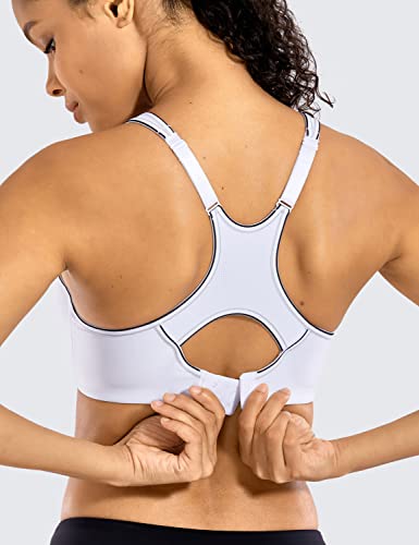 Syrokan Women's Full Support High Impact Racerback Lightly Lined Underwire Sports Bra White 36Dd #TOP2