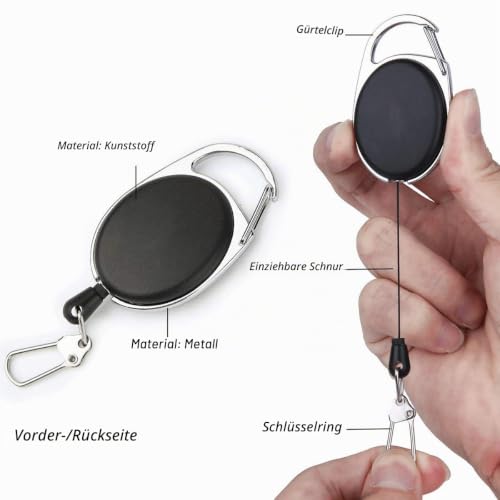 Foto von HiBD Fishing Zinger Retraktor 5 Stück mit 360-Grad-Drehschnalle zum Angeln Klettern Wandern Outdoor-Sport