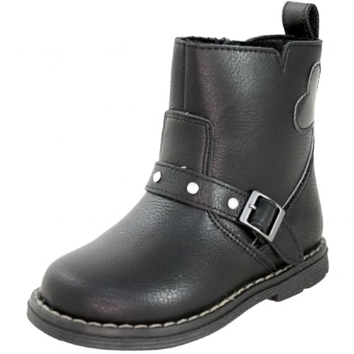 Chicco Cloris - Czarne Wegańskie Skórzane Buty Dziecięce Z Zamkiem Bocznym Haftowanym Sercem, Czarny (Black), 23 EU