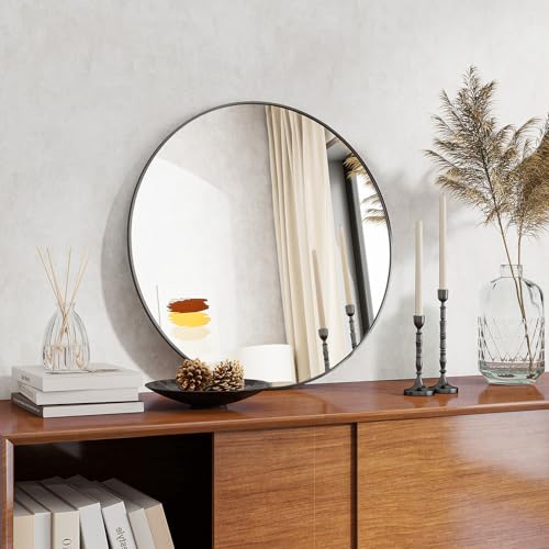 Koonmi Round Wall Mirror 50 x 50 cm Black