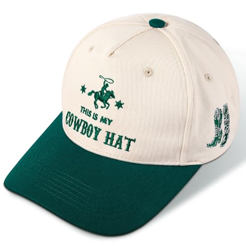 Image of JaGely Two Tone Western Cowboy /Cowgirl Trucker Hat for Women Men Gift Vintage Embroidered Country Baseball Cap