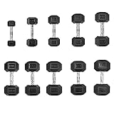 papababe Dumbbells Free Weights Dumbbells Weight Set Rubber Coated cast Iron HeX Black Dumbbell (550lb Set)