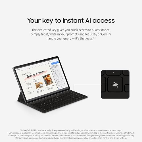 Image of SAMSUNG Galaxy Tab S10 FE+ 13.1 inch 256GB WiFi Android Tablet + Book Cover Keyboard Slim, Long Battery Life, Powerful Processor, S Pen, US Version, 2025, 2 Yr Manufacturer Warranty, Blue