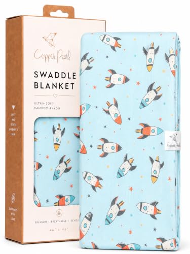 Image of Copper Pearl Swaddle Blankets for Newborns | Soft Stretchy Receiving Blankets for Boys and Girls | Large 46 x 46 Inch Baby Blankets | Lightweight and Breathable Swaddles |Rocketeer Bamboo Swaddle