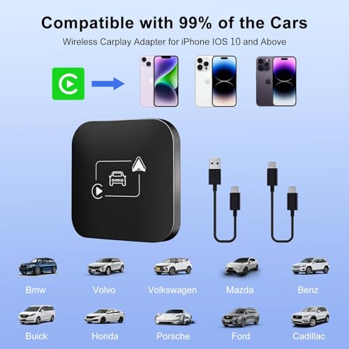 Adaptador sem fio Carplay, [Converter com fio para sem fio] Adaptador Carplay sem fio para CarPlay c