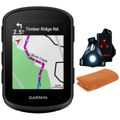 Garmin 010-02695-00 Edge 840, Compact GPS Cycling Computer, Device Only | Official USA Partner Model | Bundle with Sport Towel + Deco Essentials Wearable Commuter Front and Rear Safety Light