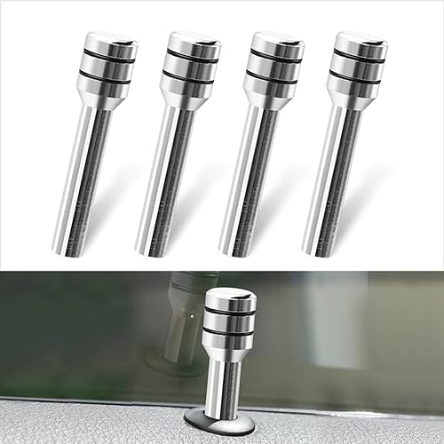 Sinytuto Pack-4 Car Door Lock Knobs, Aluminum Alloy Inner Door Lock Pull Pins, 1.9 Inches x 0.4 Inches Automobile Interior Supplies, Universal for Most Cars, Trucks and Vans (Silver)