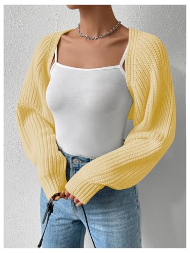 Image of Verdusa Women's Y2k Cropped Cardigan Sweaters Lightweight Knit Open Front Bolero Shrugs Spring Fall Outfits