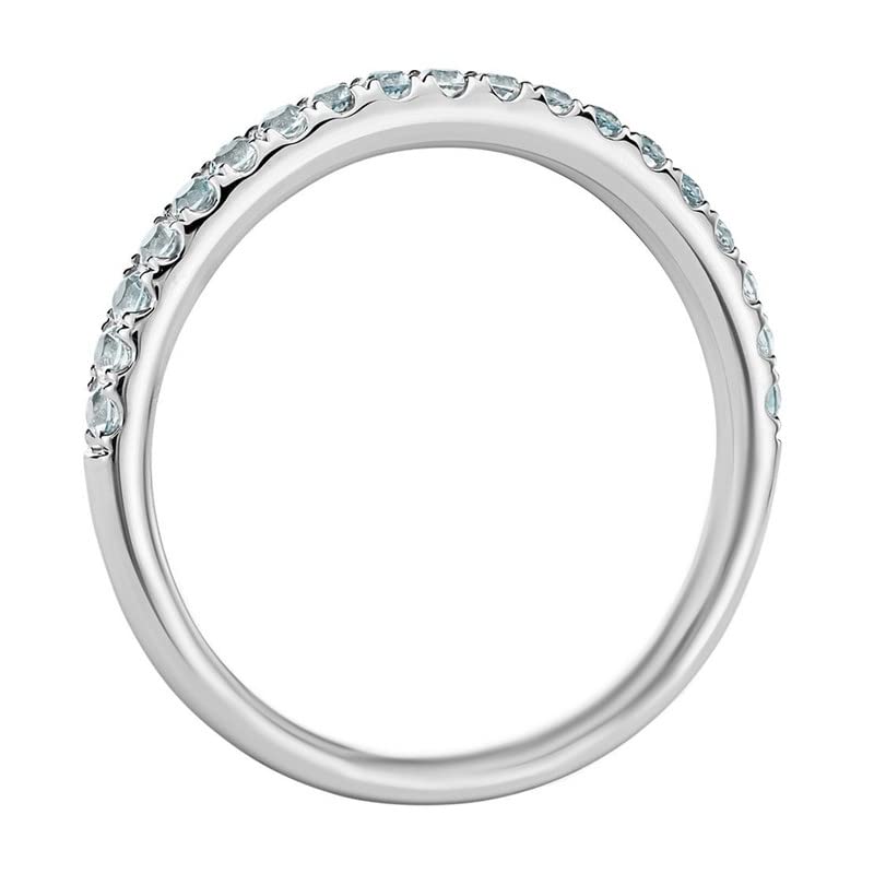 925 Sterling Silver Round Shape Natural Aquamarine Birthstone Gemstone Silver Eternity Band Ring3
