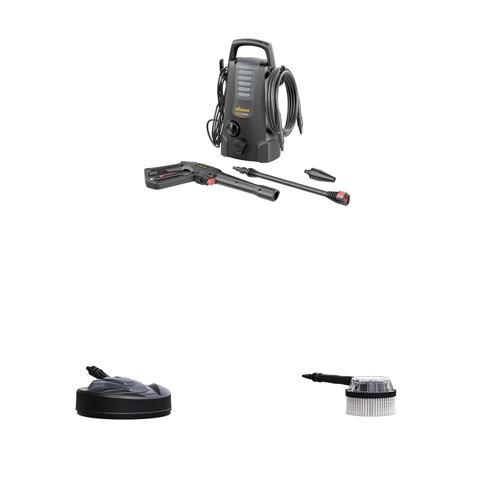 WAGNER 3‑in‑1 Home Bundle: Hidrolimpiadora Aquastorm Compact + Limpia Grandes Superficies + Cepillo rotativo – Limpieza Potente en Toda la casa, el jardín, terrazas, Caminos y tarimas de Madera