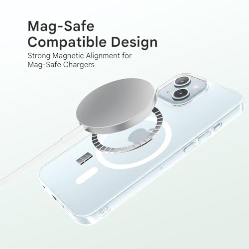 Image of Prolet Anti- Yellow Crystal Clear Hard Case Cover Compatible with iPhone 15 with Magnetic Mag-Safe Wireless Charging Support, Shockproof Hard Back Cover (Transparent)