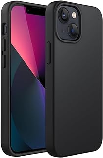 جراب متوافق مع موبايل ايفون 13 ميني 5.4 بوصة، جراب من السيليكون السائل الممتاز، غطاء واقي لكامل الجسم، مضاد للصدمات، جراب موبايل نحيف، بطانة ناعمة مضادة للخدش من المايكروفايبر (اسود)