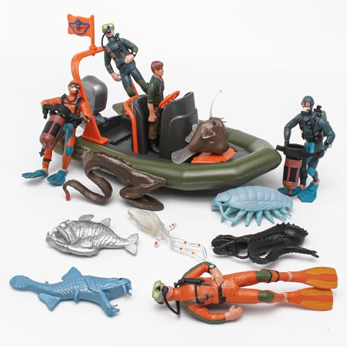 BRETOYIN Scuba Diver Toy Set 13PCS Submarine Toys Underwater Swimmers Action Figures Realistic Divers Figurines Unable to Wing Up