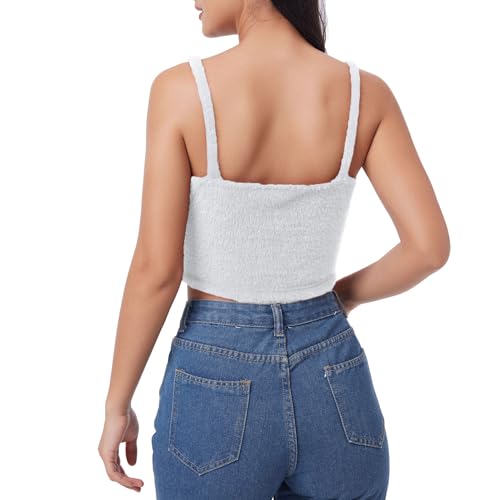 Image of Amazhiyu Women's Fuzzy Cropped Tank Top Sweater-Knit Scoop Neck Crop Cami