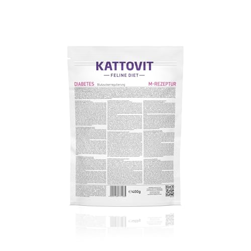 Kattovit - Diabetes Trockenfutter für Katzen | Diät Katzen-Trockenfutter speziell für Katzen mit Diabetes oder Übergewicht. Blutzuckerregulierendes Katzendiätfutter | 6 x 400 g
