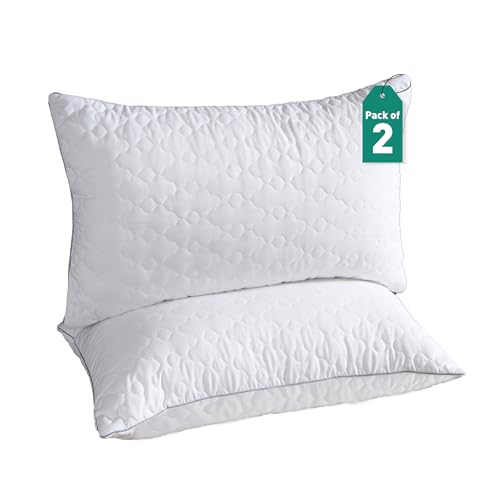 Image of MYTRIDENT Urban Comfort Quilted Sleeping Pillow, Pack of 2, 27 inch x 18 inch, White