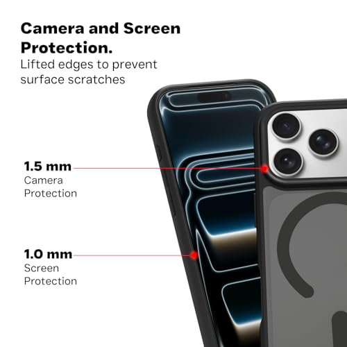 Image of RIGGEAR Shockproof Sleek Hybrid Armor Magnetic Back Cover Case Compatible with MagSafe Accessories for iPhone 17 Pro (Smoke Black Matte PC + Black TPU Bumper)