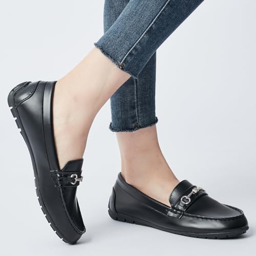 Image of BGSTGUDS Women's Wide Loafers Shoes Cute Dressy Shoes Ladies Comfort Slip Ons Work Shoes