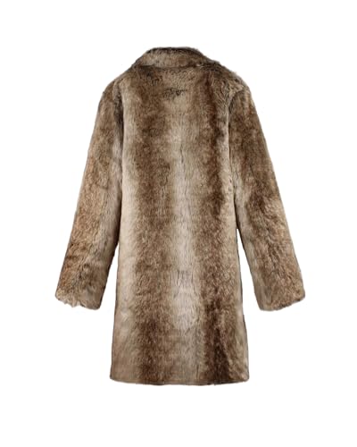 Image of UMREN Mens Warm Leopard Faux Fur Coats Jacket Long Luxury Overwear Parka Cardigans