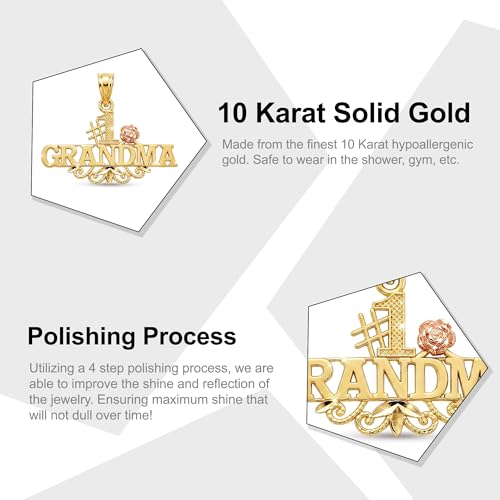 Image of Gold Grandma Charm Pendant - 10 Karat Gold - Grandma Jewerly - Gift for Grandma