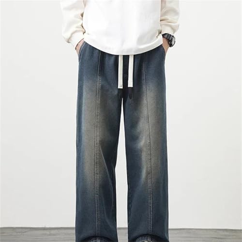 Men's Plus Size Baggy Jeans – Straight Wide Cargo Denim Pants, Elastic Waist Casual Streetwear2