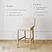 Nathan James Gracie Modern Counter Height Bar Stool with Back, Counter Stool Upholstered Chair with Natural Textured Linen and Brushed Wooden Legs, Cream Boucle/Light Brown