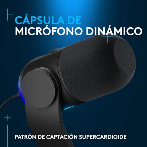 Logitech G Yeti GX | Micrófono dinámico RGB LIGHTSYNC gaming y streaming, supercardioide, Plug and Play USB, PC/Mac – Negro 3
