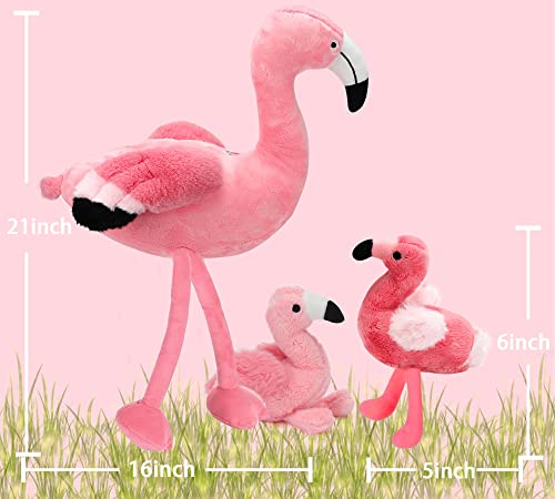 Qpewep 21Inch Flamingo Stuffed Animal Toys With 4 Babies Soft Plush Flamingo Inside Pink Plushie Machine Washable For Kids Birthday Toddlers Kids Zoo Flamingo Party Decor Easter Gift #TOP1