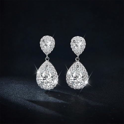 14K Gold Waterdrop Drop Earrings for Women,4.5 ct.t.w. VVS1 D-color Pear Cut Diamond Ear Studs,Birthday Gifts for Wife4
