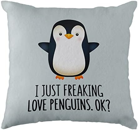 Funny Penguin Love Decorative Throw Pillow Case, 18 x 18 inch Penguin Decor Home Decor Cushion Cover, Penguin Love Gifts, Gift Son, Daughter, Sister