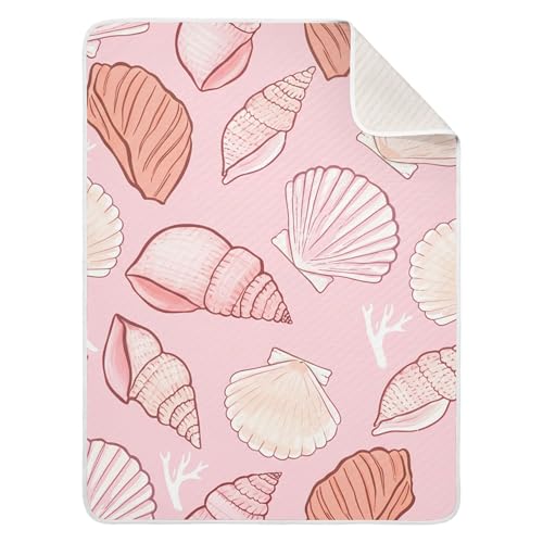 Burbuja Various Seashells Baby Blanket for Boys Girls, Nursery Soft Warm Swaddling Receiving Baby Blankets, 30x40 in Toddler Blanket