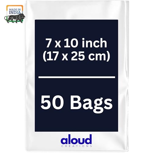 Image of Aloud Creations 50 Pc LDPE Food Grade Plastic Bags for Packaging and Storing | Ideal for Hot or Cold | Liquid Packing Material | 60 Microns Thickness | 7x10 inch | 17x25 cm