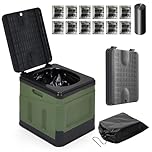 Warmiehomy Portable Camping Toilets for Adults, Outdoor Lightweight Foldable Toilets, Compact Travel Toilet for Adult Potty with Curing Agent, Compost Toilet Max 150KG (Green)