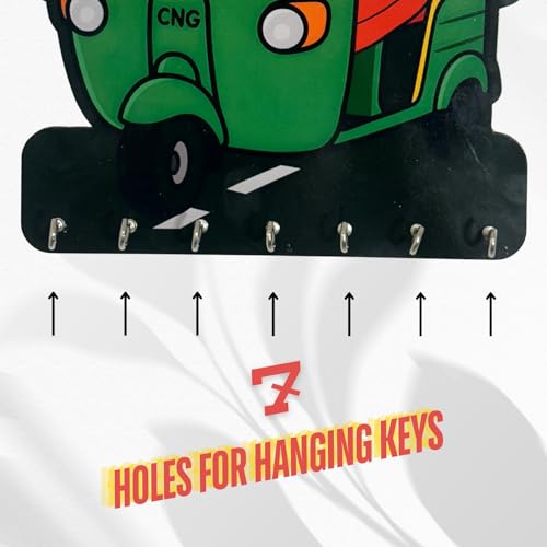 Image of Tuk Tuk MDF Key Holder - Wall-Mounted Decorative Hook Organizer for Home