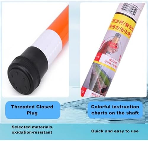 16ft Portable Fiberglass Pool Rescue Pole with Stainless Steel Hook - Essential Lifesaving Tool for Beaches, Lakes, & Boats to Rescue Swimmers & Retrieve Floating Objects