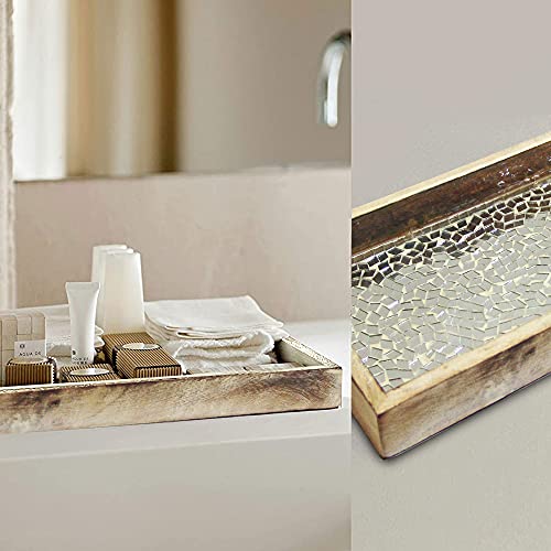 Nu Steel TR-240 Nusteel Mosaic Tray Towel Holder In Natural Wood & Silver Mosaic thumb #6