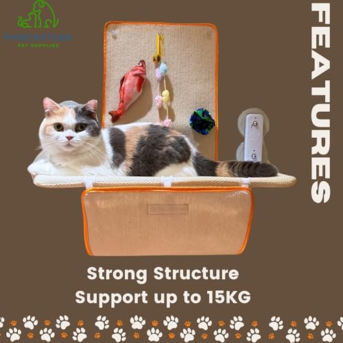 Rascador de pared para gatos con hamaca y juguetes miniatura 3