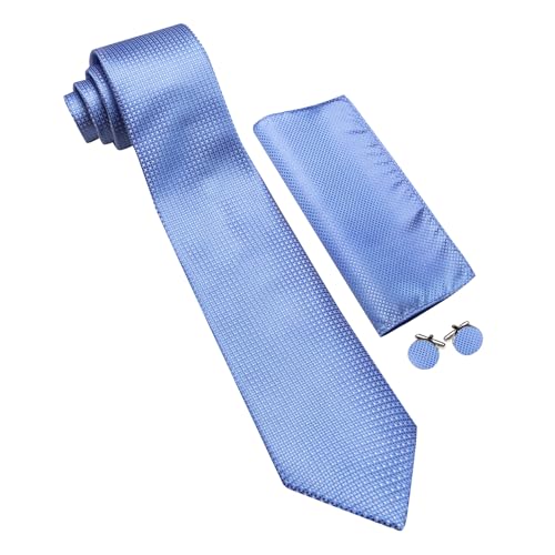Image of Barry.Wang Ties for Men Silk Tie Sets Polka Dot Woven Necktie Pocket Square Cufflinks Business Wedding