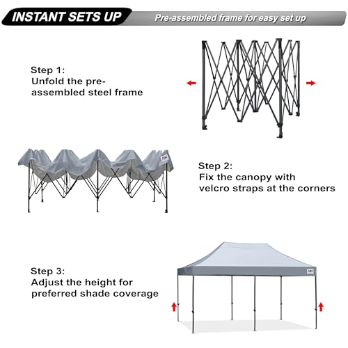 Image of ABCCANOPY Patio Pop Up Canopy Tent 8x16 Commercial-Series (Gray)