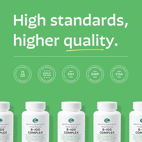 Image of Earth's Splendor Vitamin B Complex - Supports Energy, Metabolism, and Immune Function - Complete B-Vitamin Formula for Men & Women, 60 Tablets, 2-Month Supply