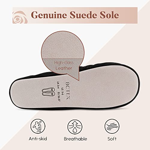 BCTEX COLL Women's Ballerina House Slippers with Bow, Ladies Satin Bedroom Slipper with Suede Sole Indoor4