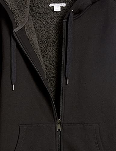 Amazon Essentials Men's Sherpa-Lined Full-Zip Hooded Fleece Sweatshirt, Black, X-Large #TOP4