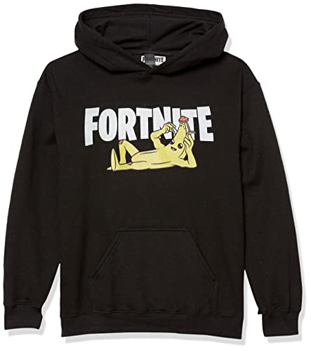Fortnite Unisex-Child Peely Logo Black Hoodie - Soft Comfy Iconic Gaming Character Design Pullover for Young Gamers